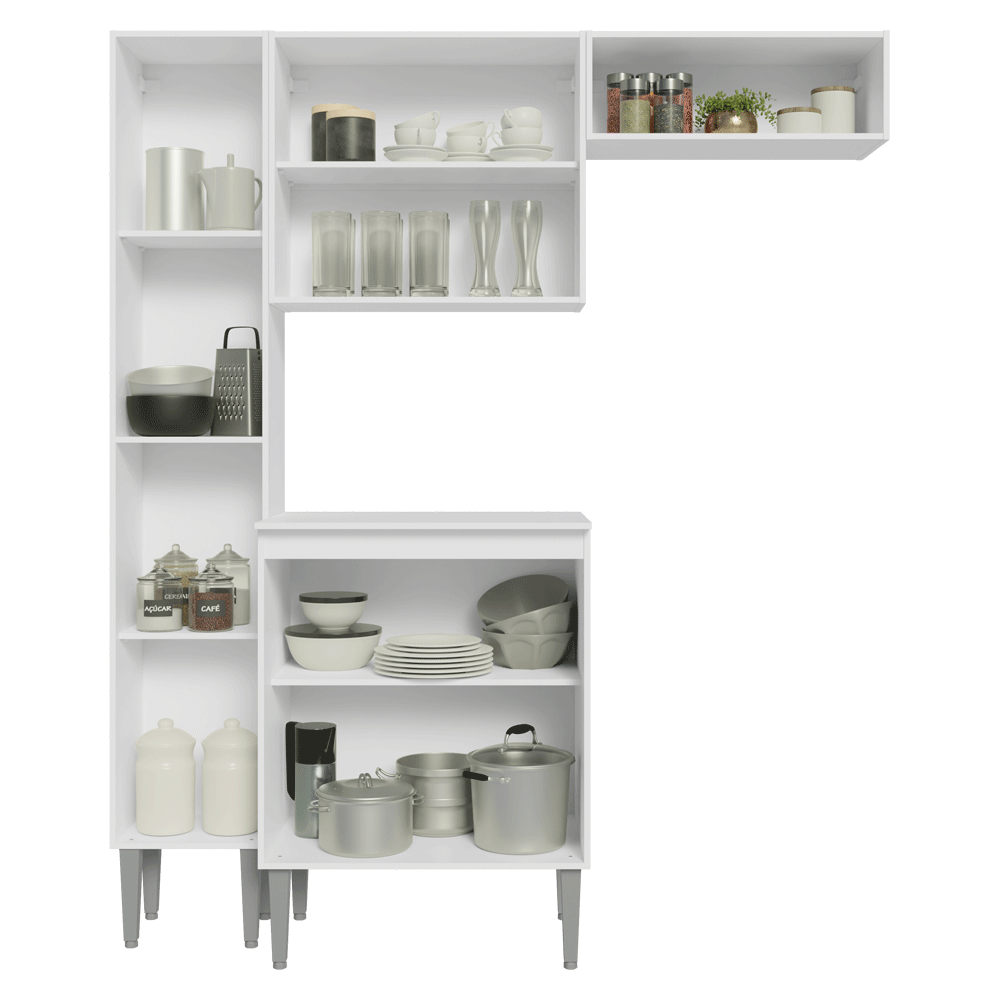 Armário de Cozinha Compacta 156cm Branco Emilly Madesa 03