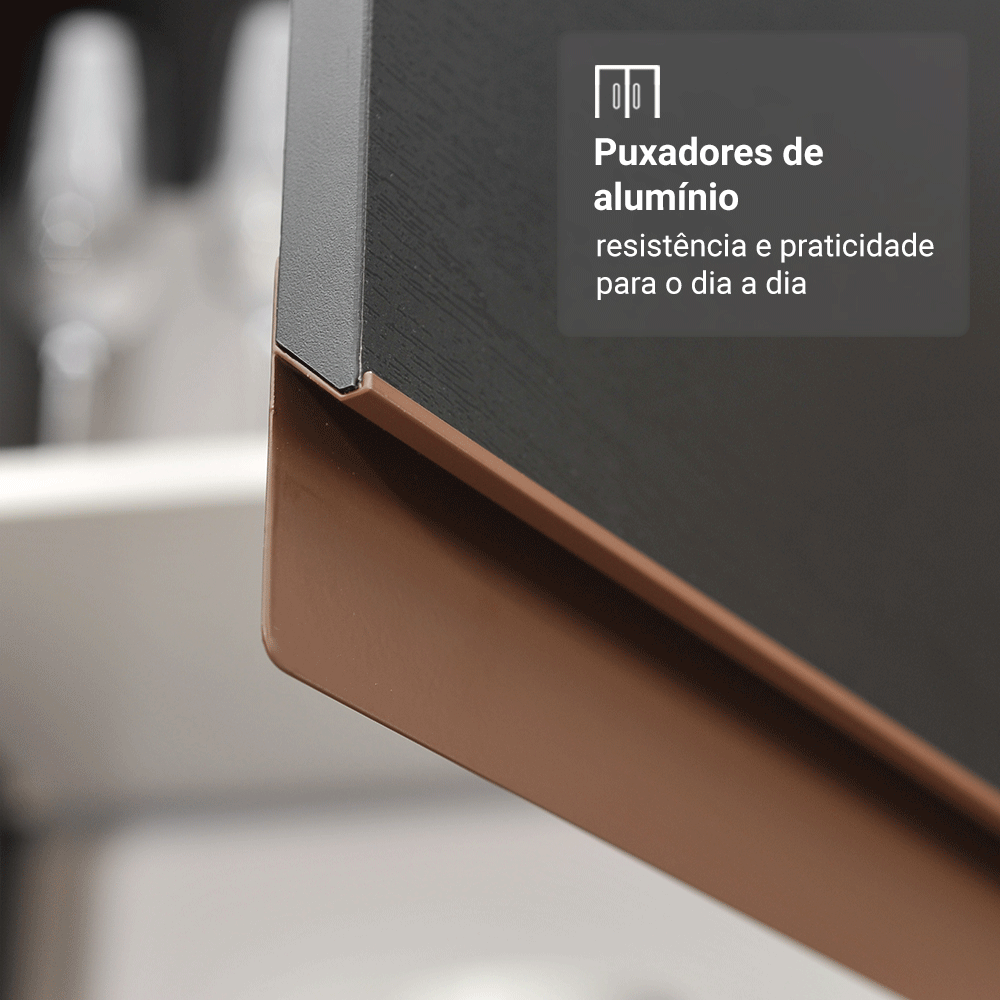 Armário de Cozinha Completa 250cm Preto Reims Madesa 09