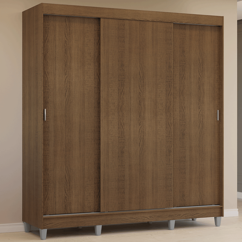 Guarda-Roupa Casal com Pés 3 Portas de Correr Rustic Reno Madesa