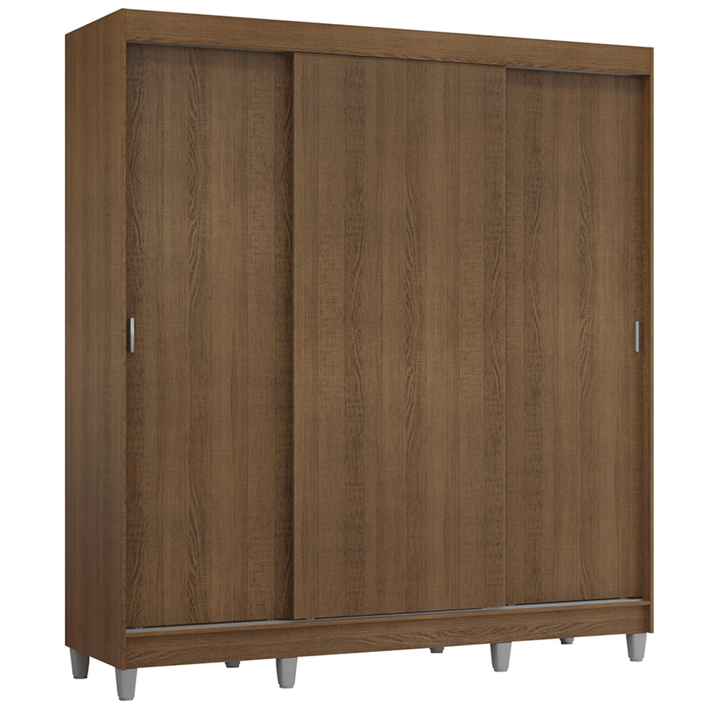 Guarda-Roupa Casal com Pés 3 Portas de Correr Rustic Reno Madesa - Rustic