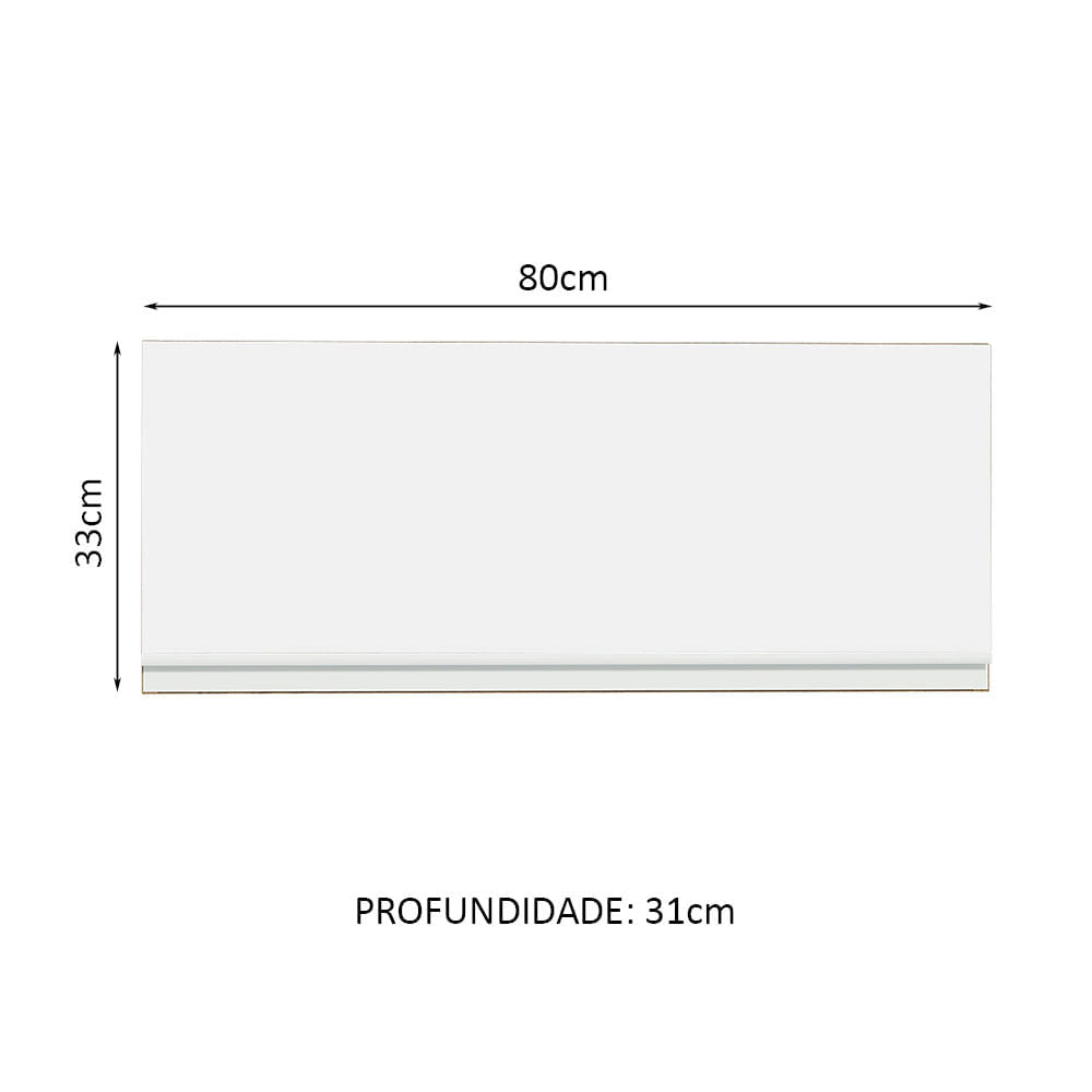 Armário Aéreo Madesa Glamy 80 cm 1 Porta Basculante Rustic/Branco - Rustic/Branco