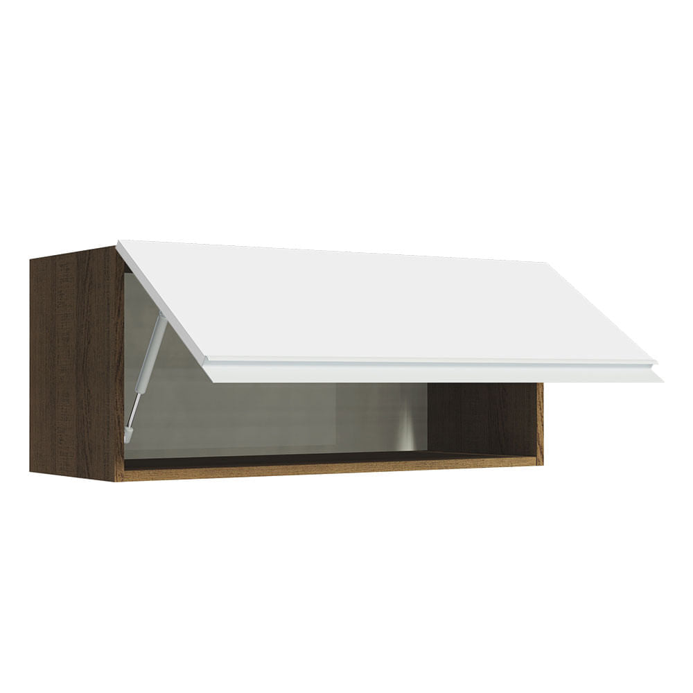 Armário Aéreo Madesa Glamy 80 cm 1 Porta Basculante Rustic/Branco