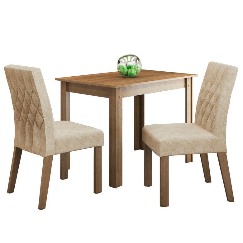 Conjunto Sala de Jantar Madesa Vivi Mesa Tampo de Madeira com 2 Cadeiras Rustic/Imperial