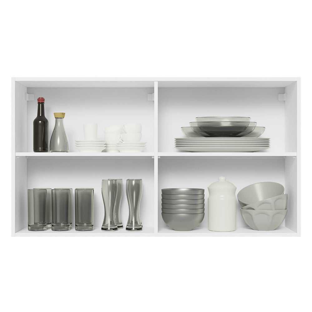 Armário Aéreo Madesa Acordes 100% MDF 120 cm 2 Portas Vidro Reflex Branco/Rustic