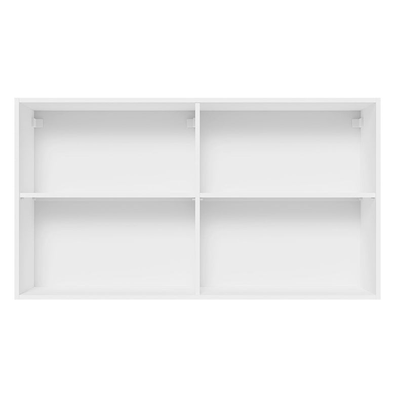 Armário Aéreo Madesa Acordes 100% MDF 120 cm 2 Portas Vidro Reflex Branco/Rustic