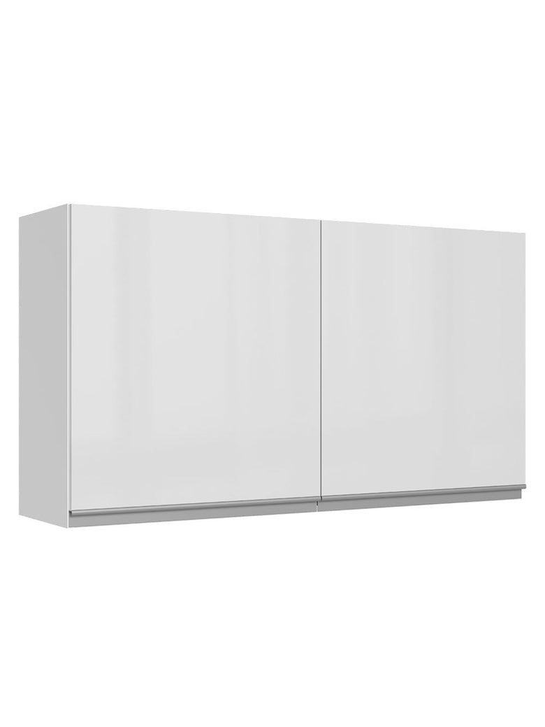 Armário Aéreo Madesa Acordes 100% MDF 120 cm 2 Portas Branco Brilho