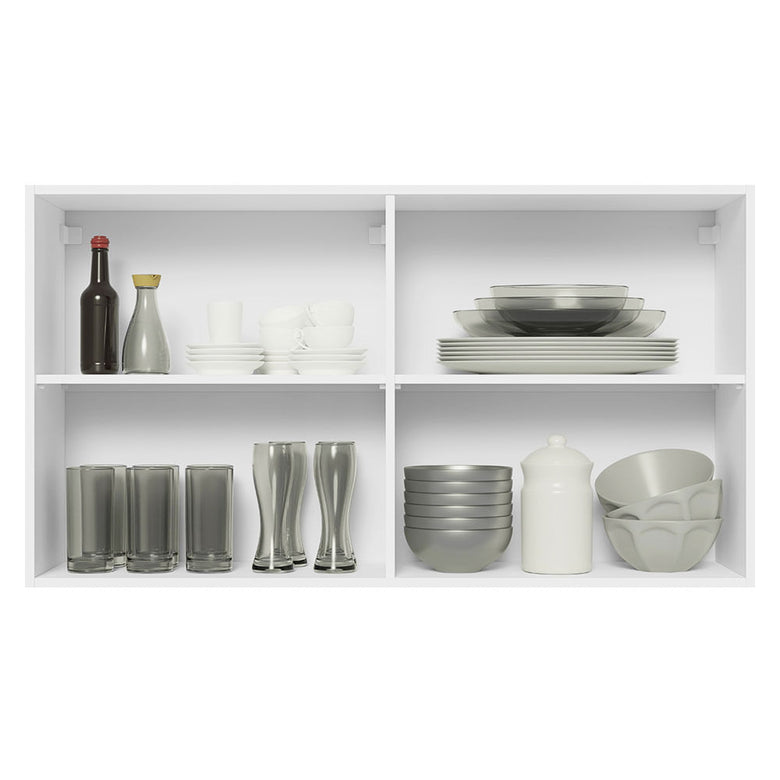 Armário Aéreo Madesa Acordes 100% MDF 120 cm 2 Portas Branco Brilho