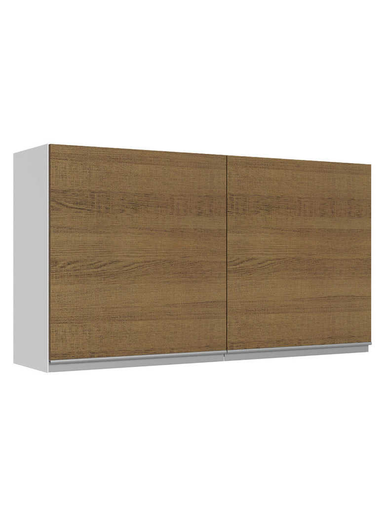 Armário Aéreo Madesa Acordes 100% MDF 120 cm 2 Portas Branco/Rustic