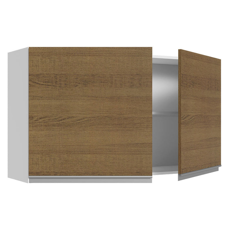 Armário Aéreo Madesa Acordes 100% MDF 120 cm 2 Portas Branco/Rustic