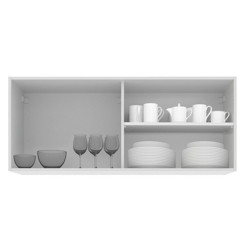 Armário Aéreo Madesa Acordes 100% MDF 2 Portas de Correr de Vidro Branco