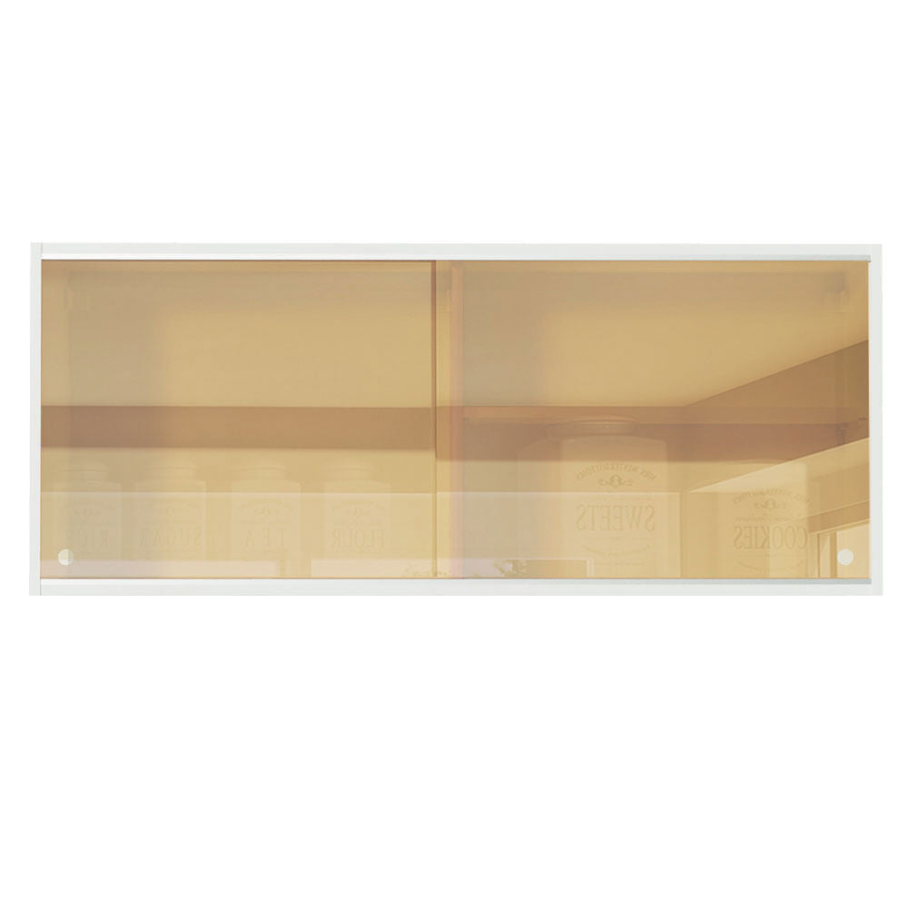 Armário Aéreo Madesa Acordes 100% MDF 2 Portas de Correr de Vidro Reflex Branco