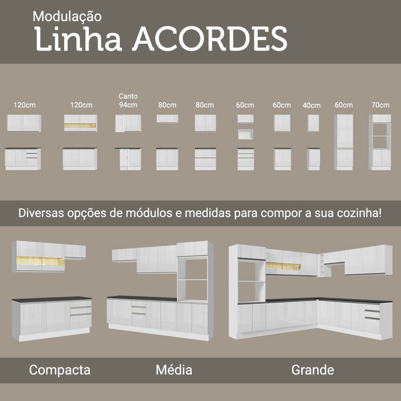 Adega Madesa Acordes 100% MDF 20 cm Branco