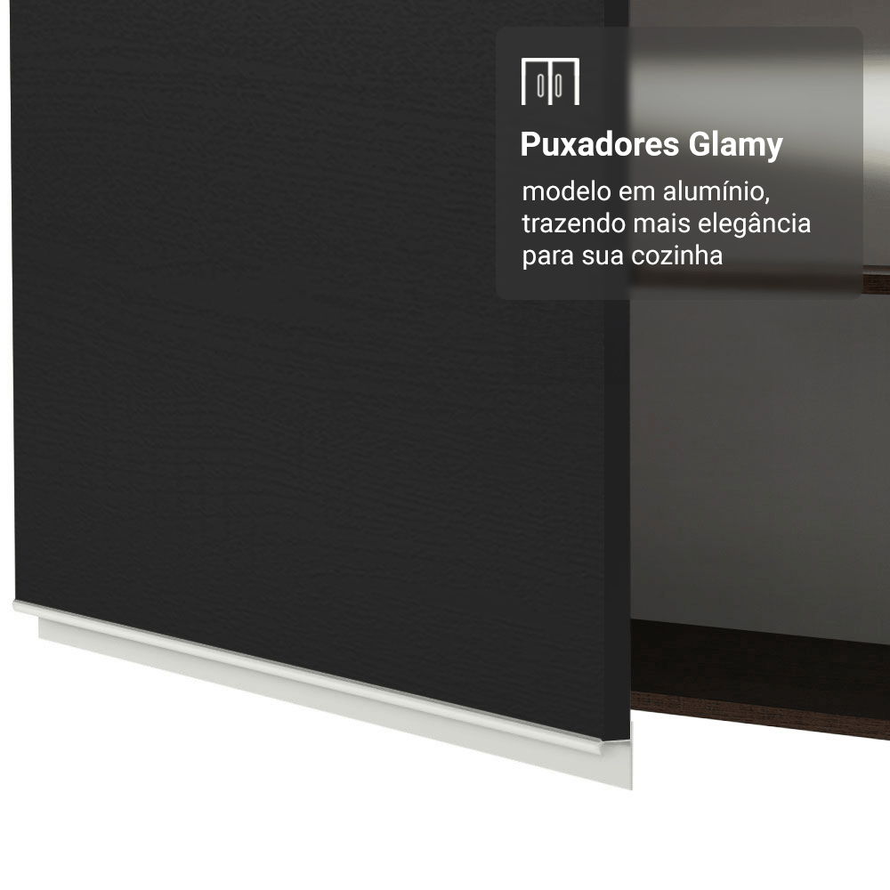 Armário Aéreo 100 cm 1 Porta Basculante Rustic/Preto Glamy Madesa