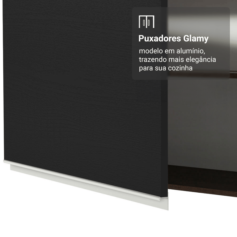 Armário Aéreo 100 cm 1 Porta Basculante Rustic/Preto Glamy Madesa