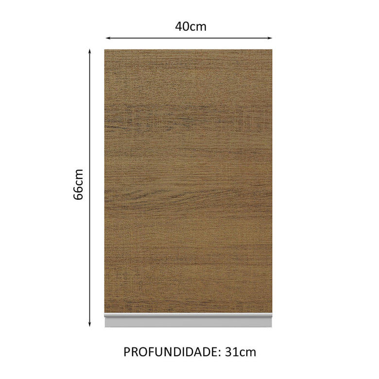 Armário Aéreo Madesa Acordes 100% MDF 40 cm 1 Porta Branco/Rustic