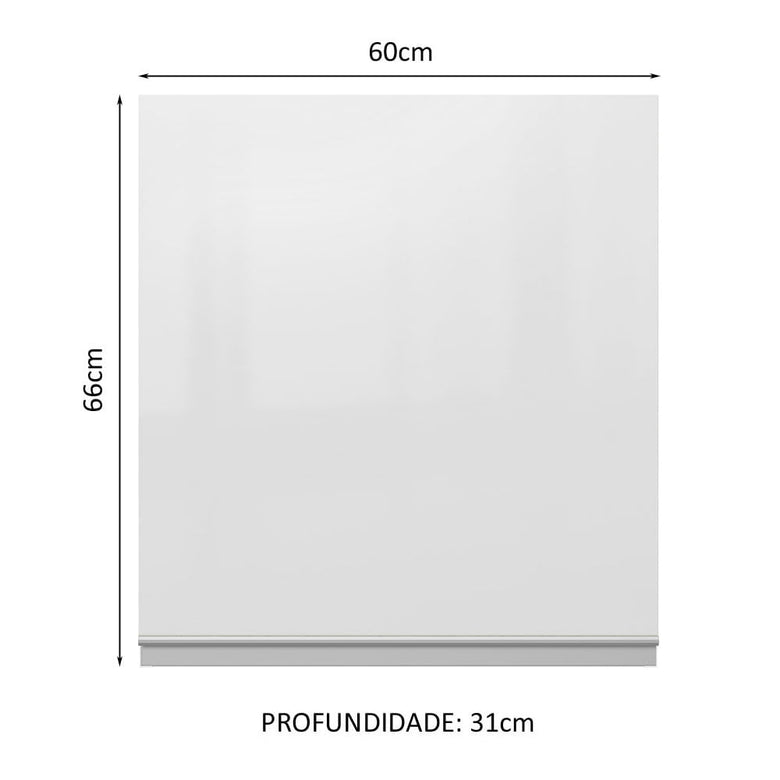 Armário Aéreo Madesa Acordes 100% MDF 60 cm 1 Porta Branco Brilho