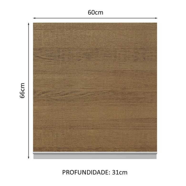 Armário Aéreo Madesa Acordes 100% MDF 60 cm 1 Porta Branco/Rustic