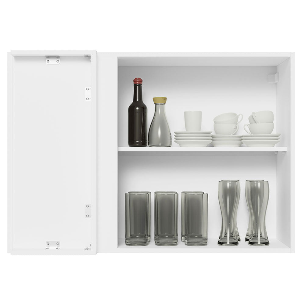 Armário Aéreo de Canto Madesa Acordes 100% MDF 1 Porta Branco/Rustic