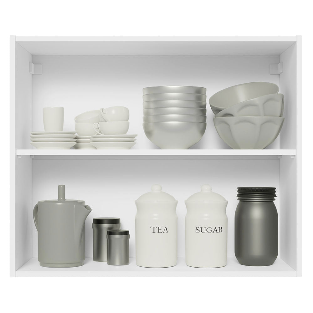 Armário Aéreo Madesa Acordes 100% MDF 80 cm 2 Portas Branco Brilho