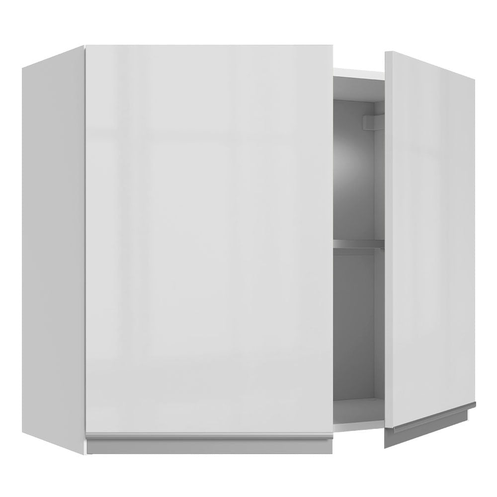 Armário Aéreo Madesa Acordes 100% MDF 80 cm 2 Portas Branco Brilho