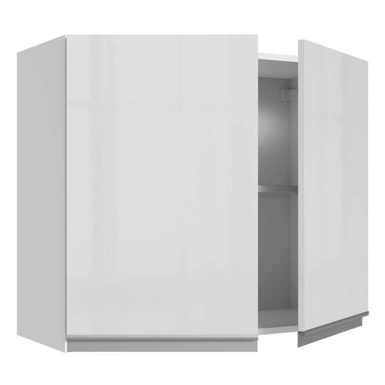 Armário Aéreo Madesa Acordes 100% MDF 80 cm 2 Portas Branco Brilho