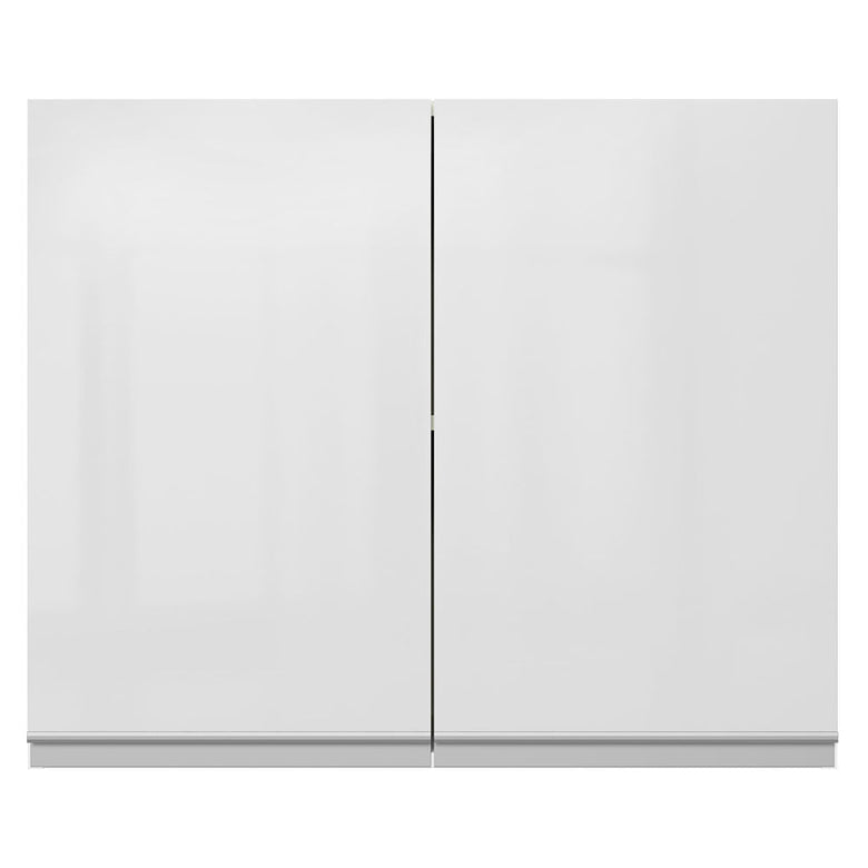 Armário Aéreo Madesa Acordes 100% MDF 80 cm 2 Portas Branco Brilho