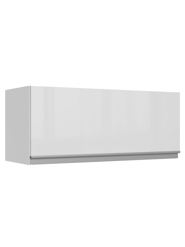 Armário Aéreo Madesa Acordes 100% MDF 80 cm 1 Porta Basculante Branco Brilho