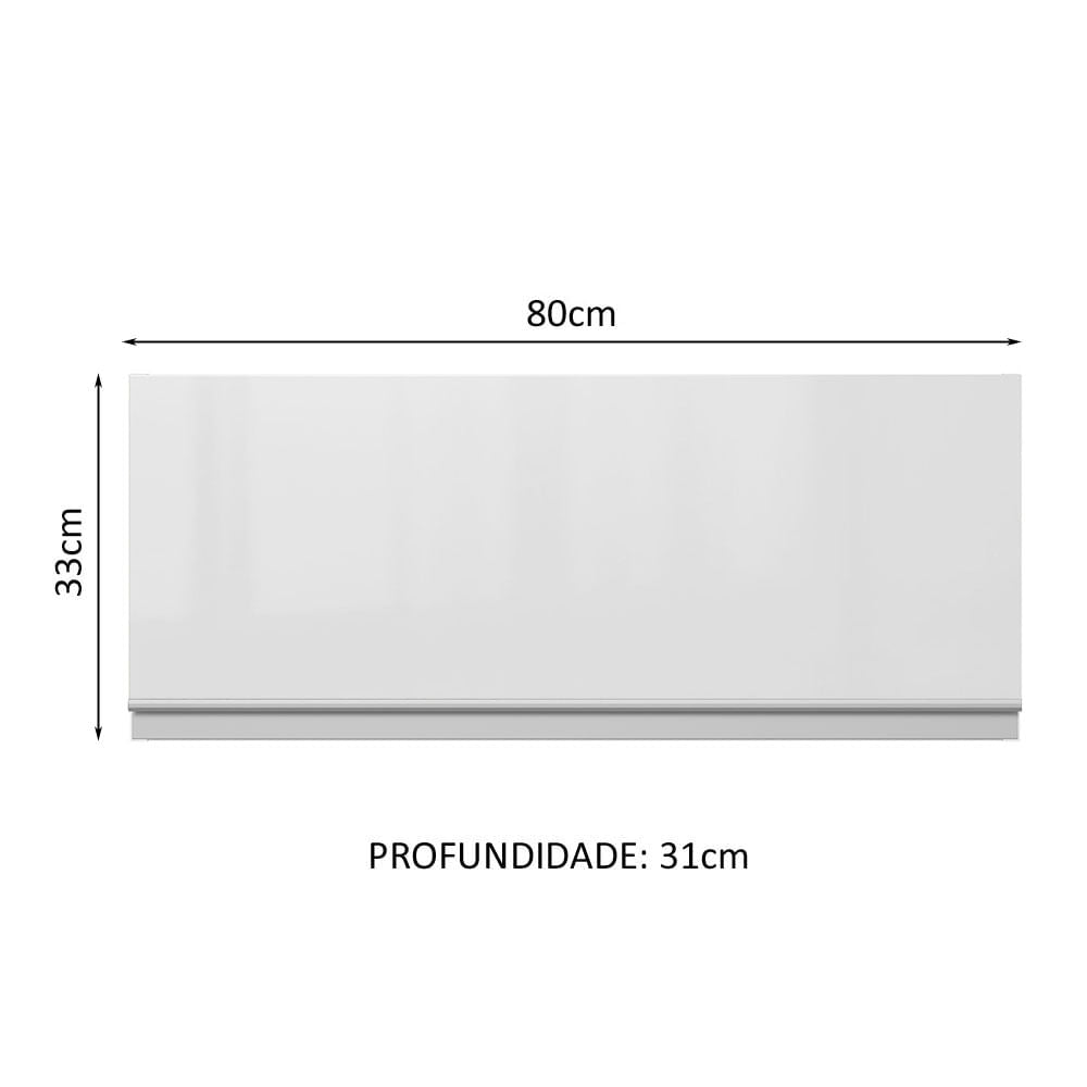 Armário Aéreo Madesa Acordes 100% MDF 80 cm 1 Porta Basculante Branco Brilho - Branco