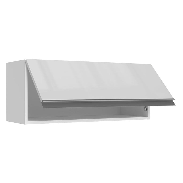 Armário Aéreo Madesa Acordes 100% MDF 80 cm 1 Porta Basculante Branco Brilho