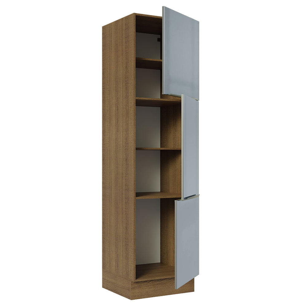 Paneleiro Madesa Lux 60 cm 3 Portas Rustic/Cinza