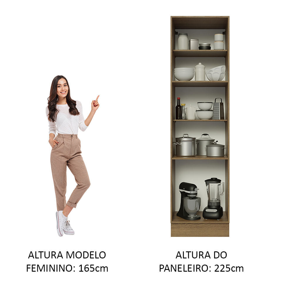 Paneleiro Madesa Lux 60 cm 3 Portas Rustic/Cinza