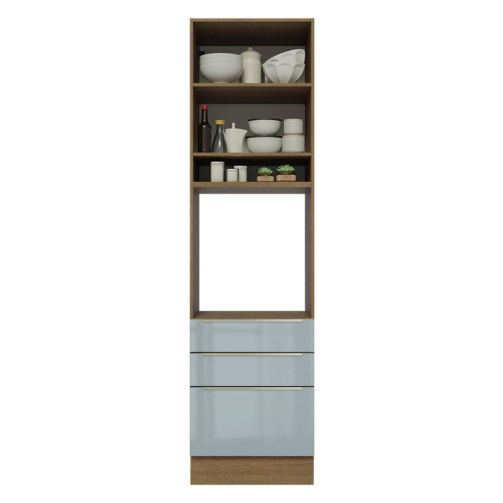 Torre Quente Madesa Lux 60 cm 1 Porta 3 Gavetas Rustic/Cinza