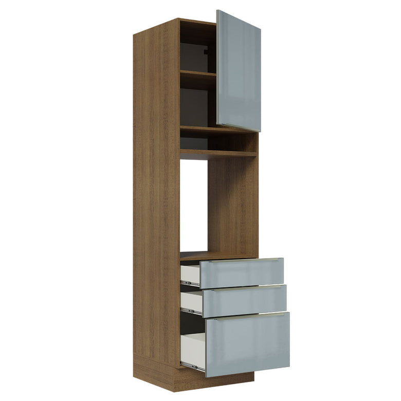 Torre Quente Madesa Lux 60 cm 1 Porta 3 Gavetas Rustic/Cinza