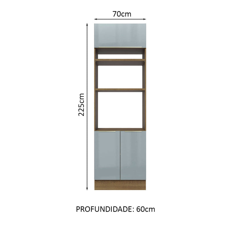Torre Quente Madesa Lux 70 cm 3 Portas Rustic/Cinza