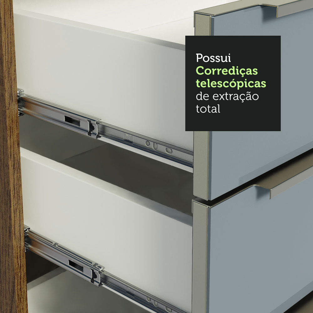 Torre Quente Madesa Lux 70 cm 3 Portas Rustic/Cinza