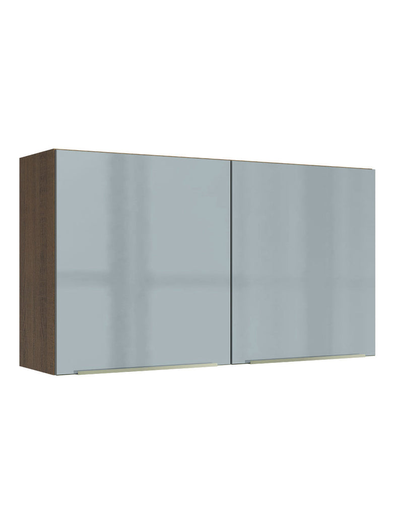 Armário Aéreo Madesa Lux 120 cm 2 Portas Rustic/Cinza