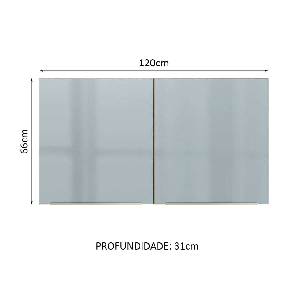 Armário Aéreo Madesa Lux 120 cm 2 Portas Rustic/Cinza - Rustic