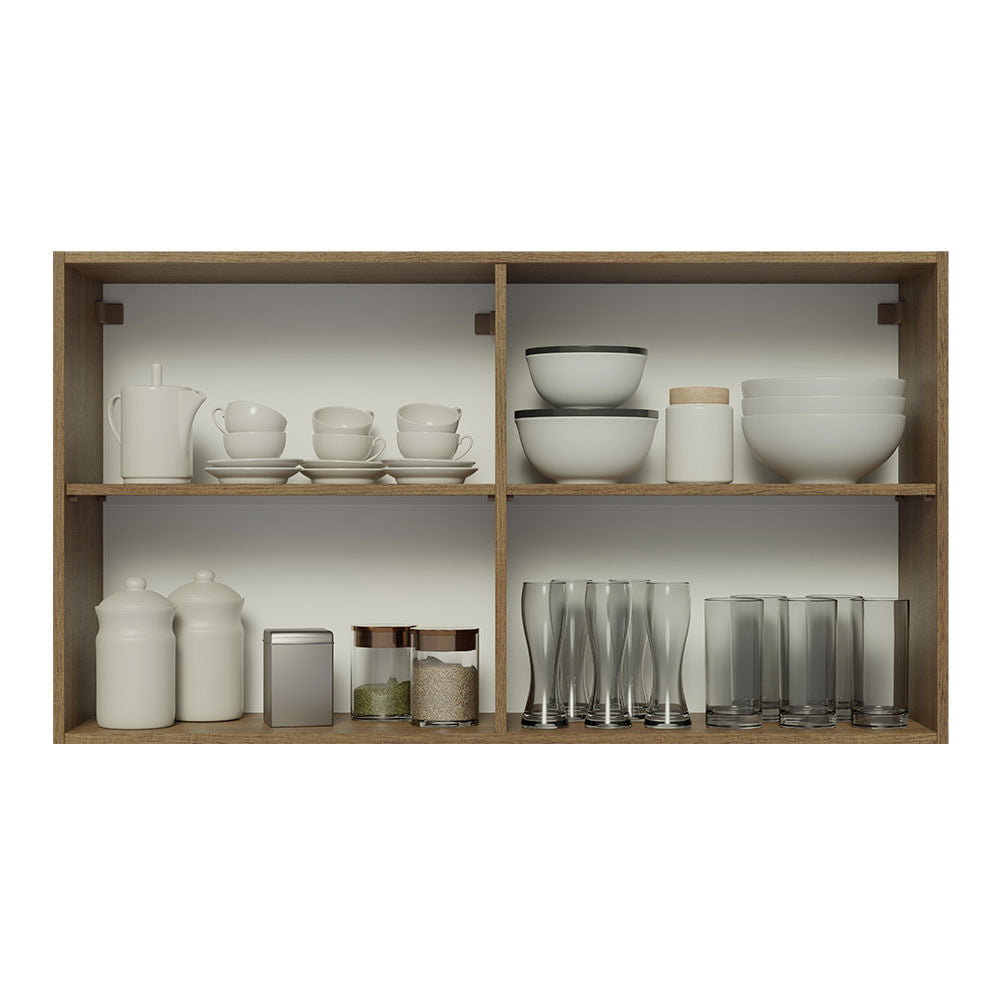 Armário Aéreo Madesa Lux 120 cm 2 Portas Rustic/Cinza