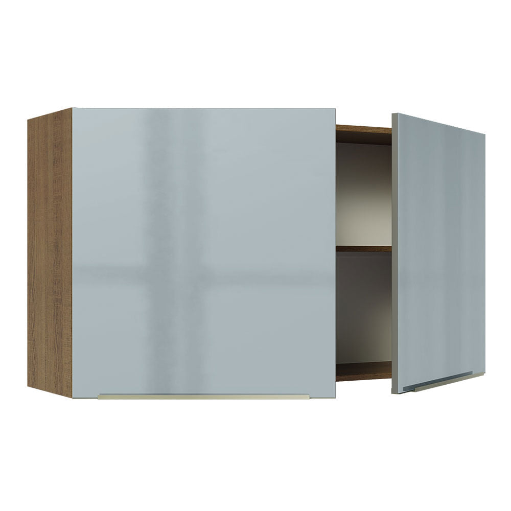 Armário Aéreo Madesa Lux 120 cm 2 Portas Rustic/Cinza