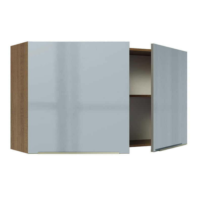 Armário Aéreo Madesa Lux 120 cm 2 Portas Rustic/Cinza