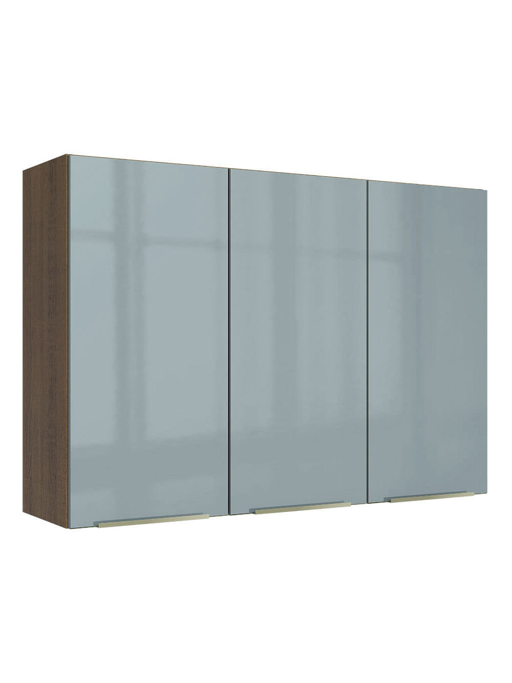 Armário Aéreo Madesa Lux 120 cm 3 Portas Rustic/Cinza - Rustic