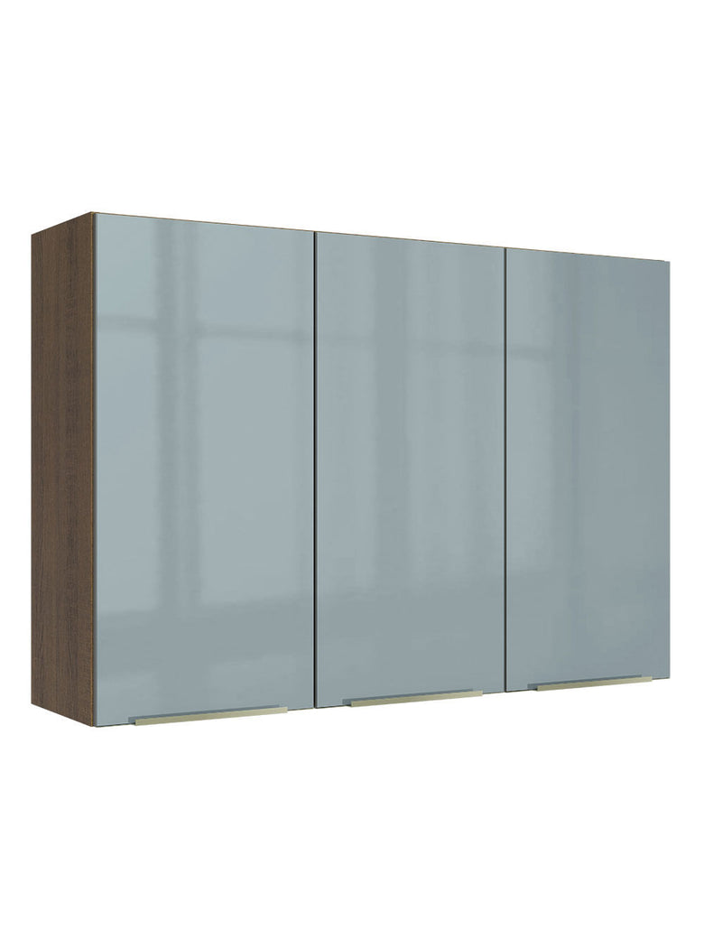 Armário Aéreo Madesa Lux 120 cm 3 Portas Rustic/Cinza