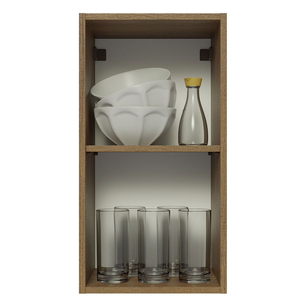 Armário Aéreo Madesa Lux 35 cm 1 Porta Rustic/Cinza