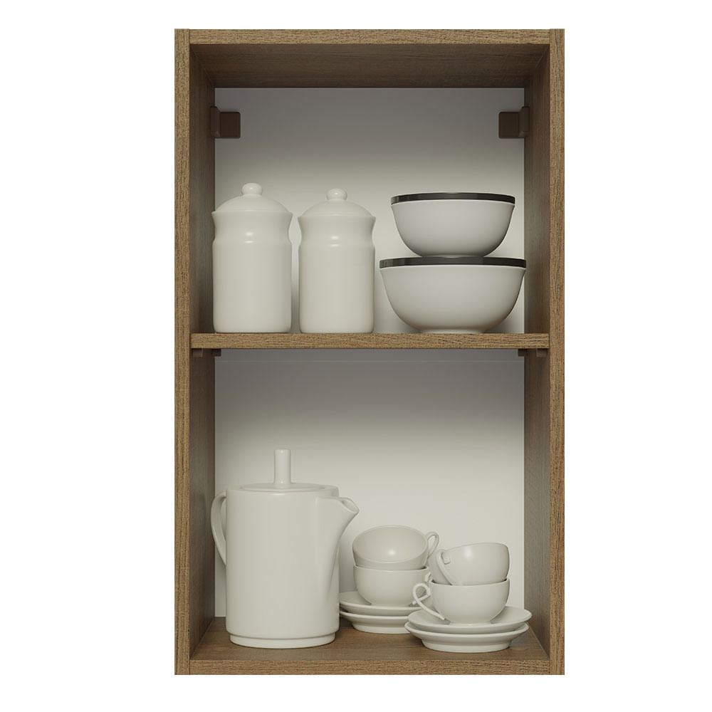 Armário Aéreo Madesa Lux 40 cm 1 Porta Rustic/Cinza