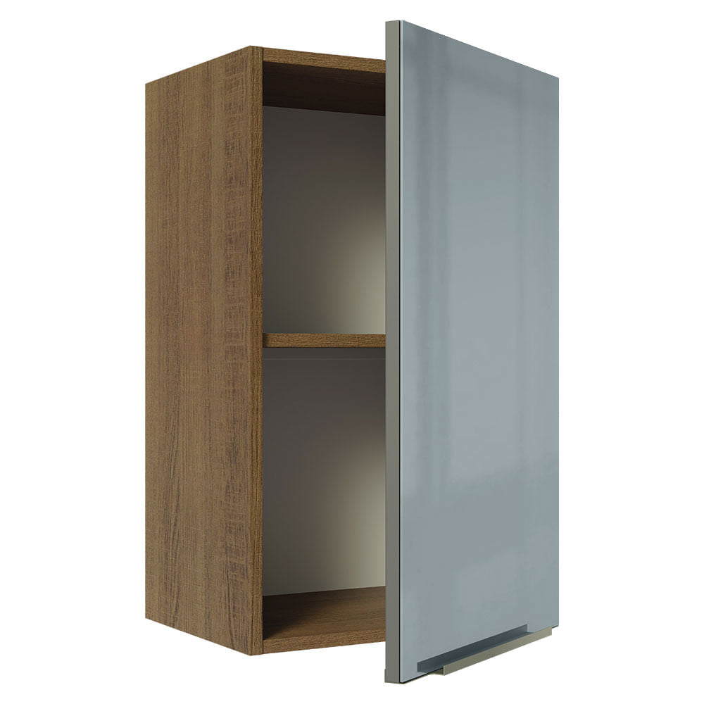 Armário Aéreo Madesa Lux 40 cm 1 Porta Rustic/Cinza