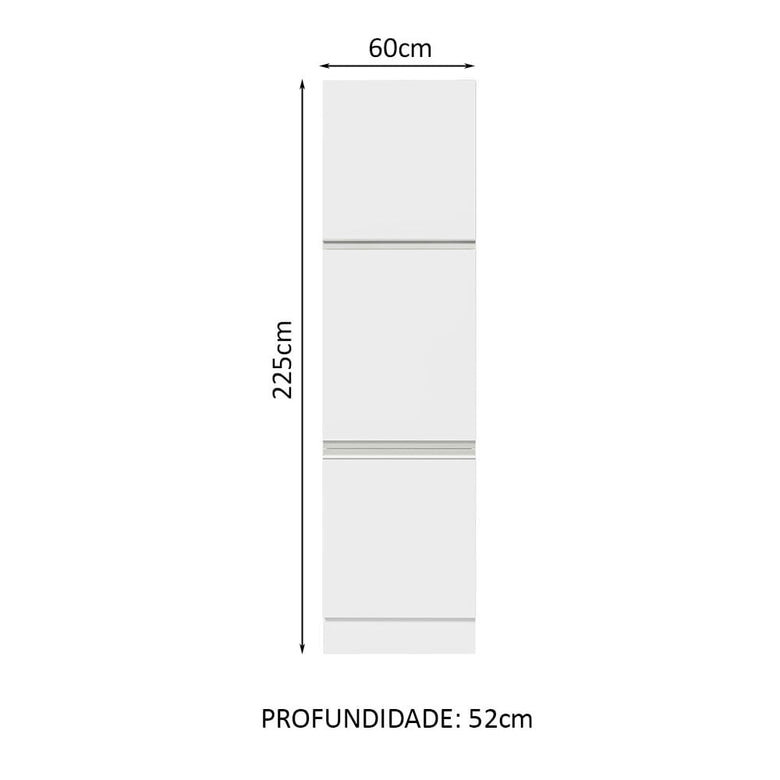 Paneleiro Madesa Glamy 60 cm 3 Portas Branco