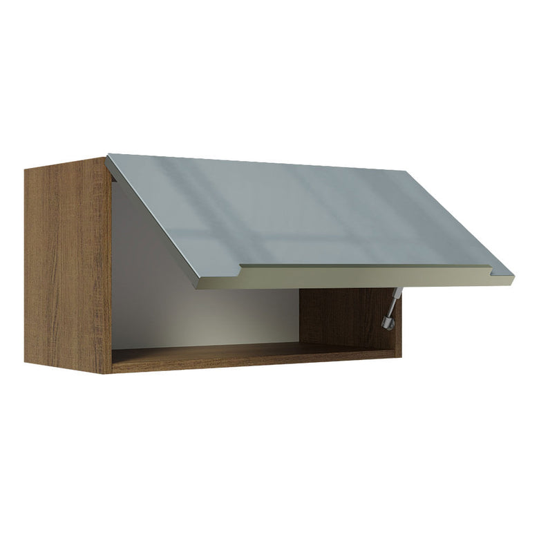 Armário Aéreo Madesa Lux 60 cm 1 Porta Basculante Rustic/Cinza