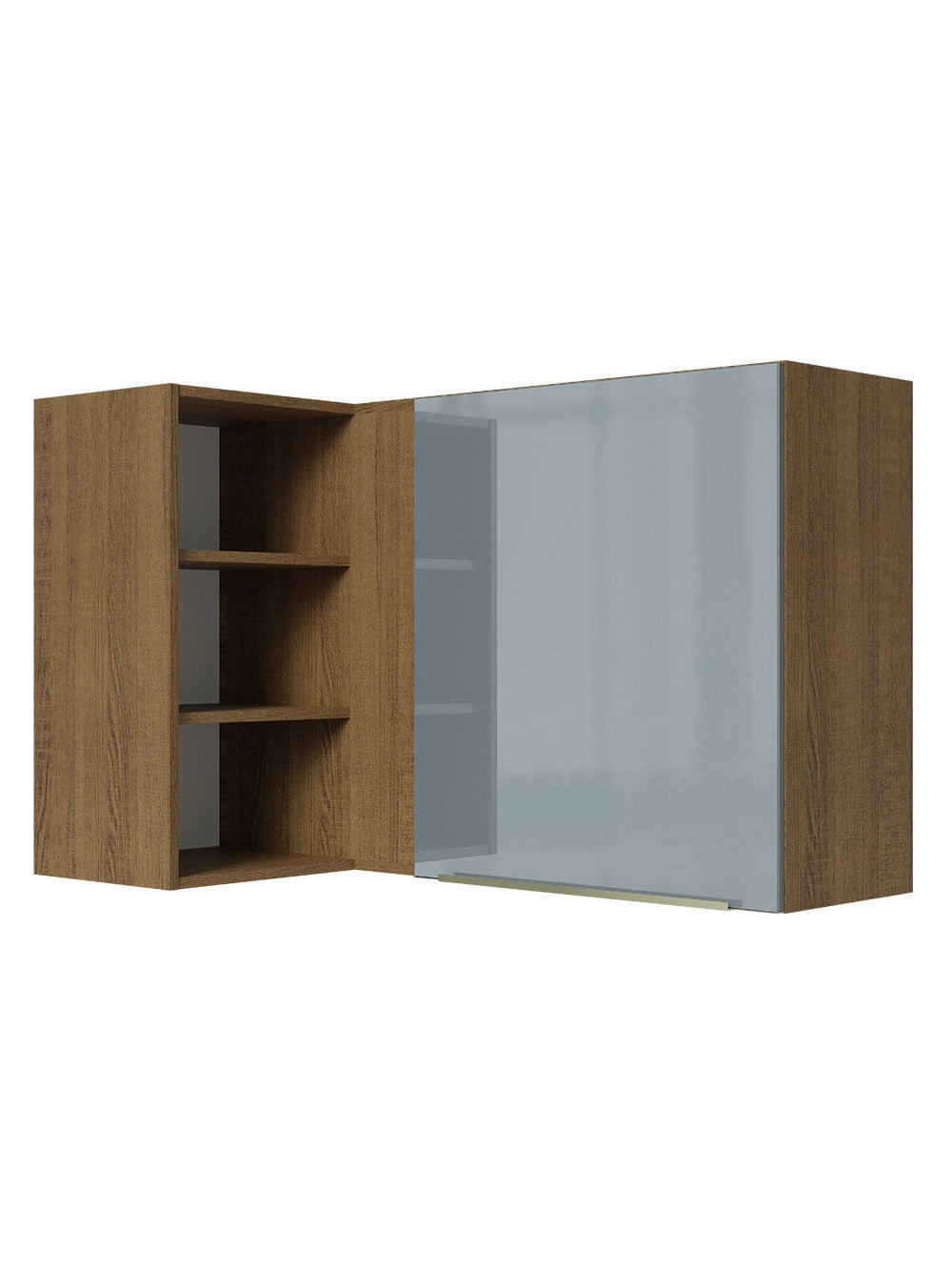 Armário Aéreo de Canto com Adega Acoplada Madesa Lux 1 Porta Rustic/Cinza - Rustic