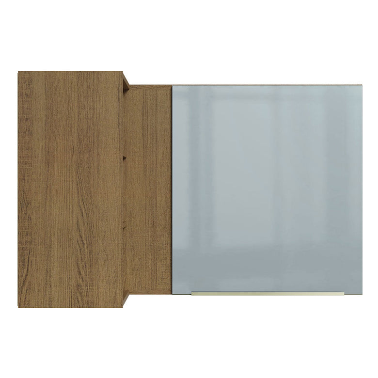 Armário Aéreo de Canto com Adega Acoplada Madesa Lux 1 Porta Rustic/Cinza