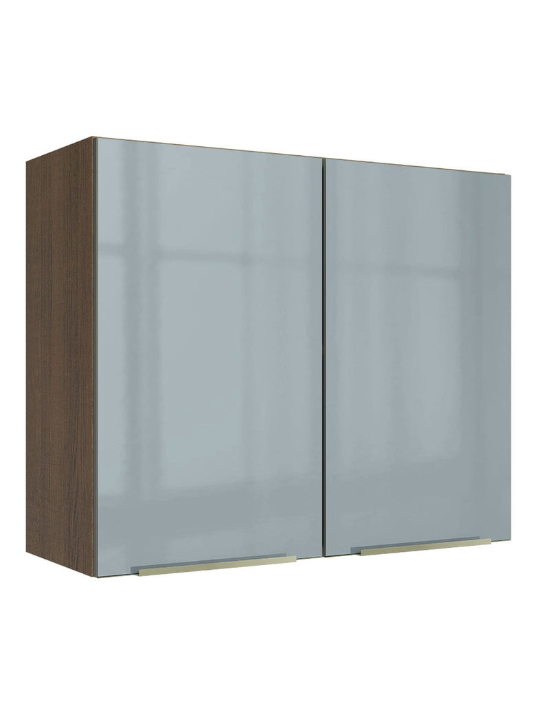 Armário Aéreo Madesa Lux 80 cm 2 Portas Rustic/Cinza